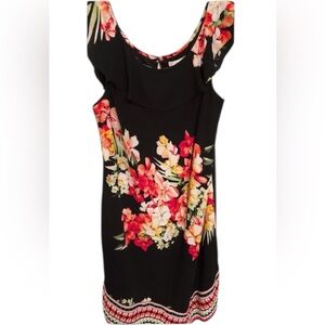 Cato’s• Chic Floral Black & Pink Dress